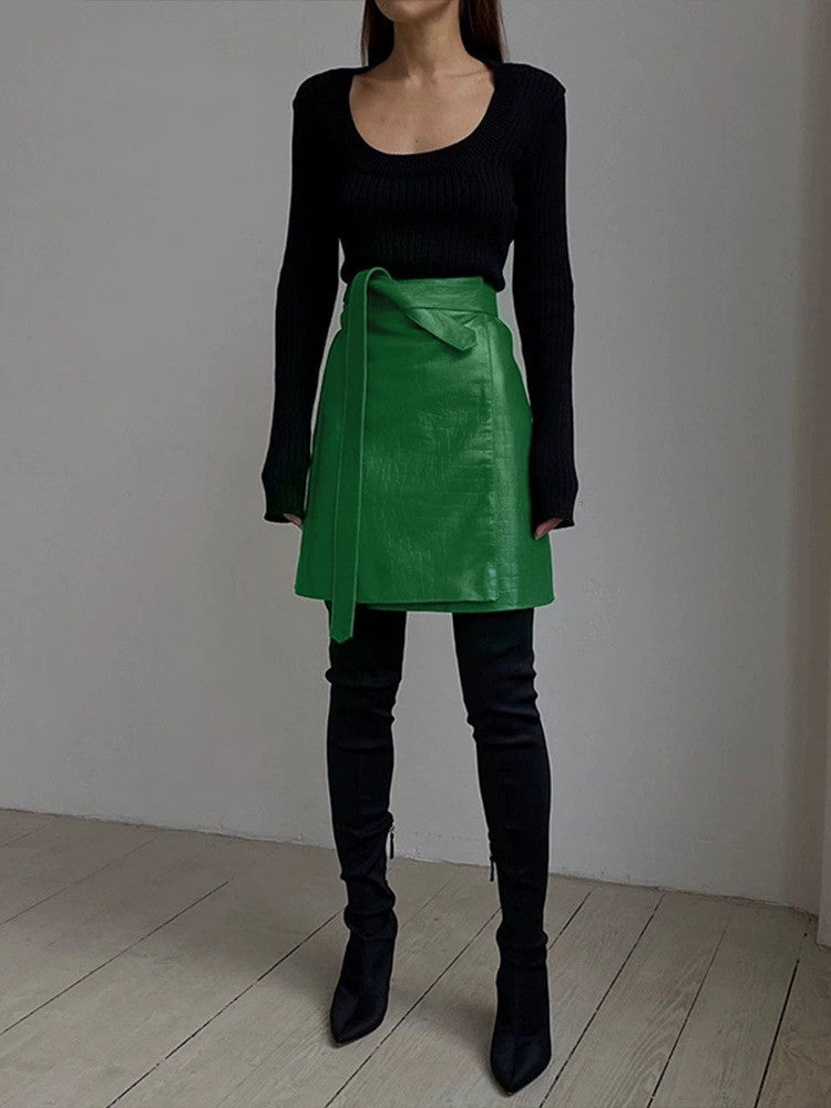 The Leichhardt Faux Leather A-Line Skirt by WentSchmick