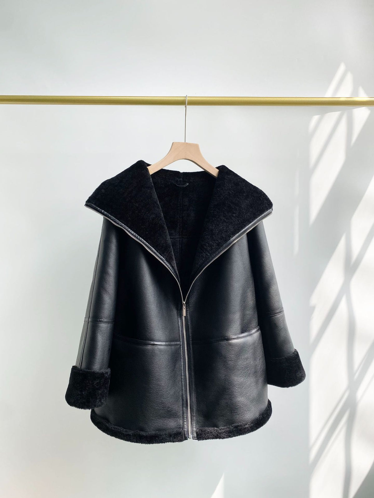 The Hunters Hill Faux Fur Collar Leather Coat by WentSchmick