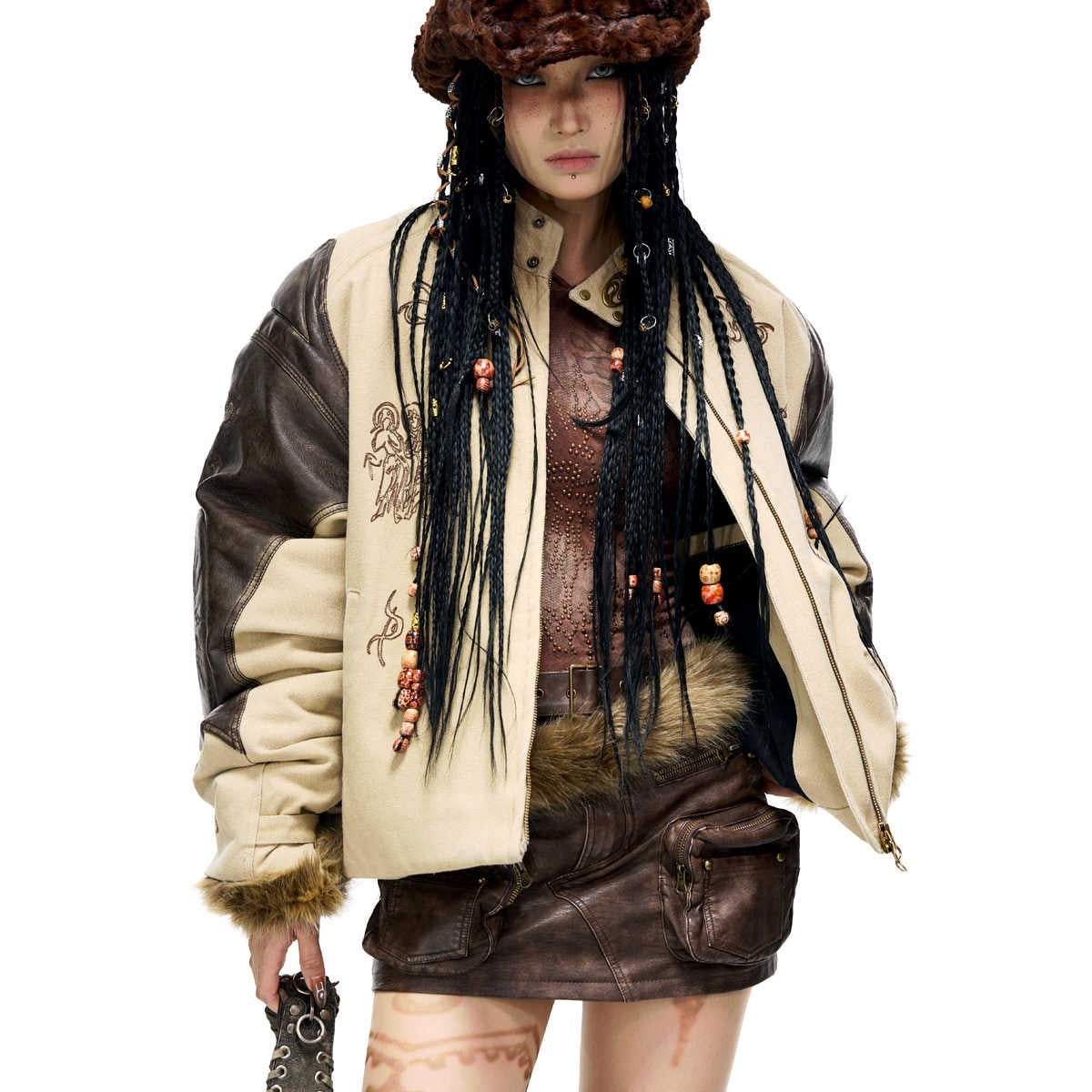 The Semaphore Leather and Cotton Patchwork Jacket by WentSchmick