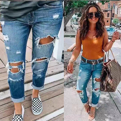 The McMahons Point Ripped Mid-Rise Pencil Jeans by WentSchmick