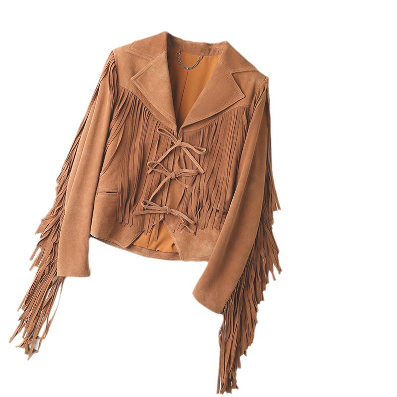 The McLaren Vale Suede Tassel Moto Jacket by WentSchmick