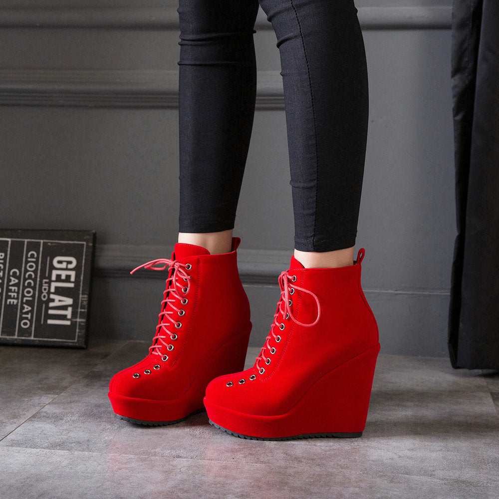The Maleny Suede Lace-Up Platform Boots by WentSchmick