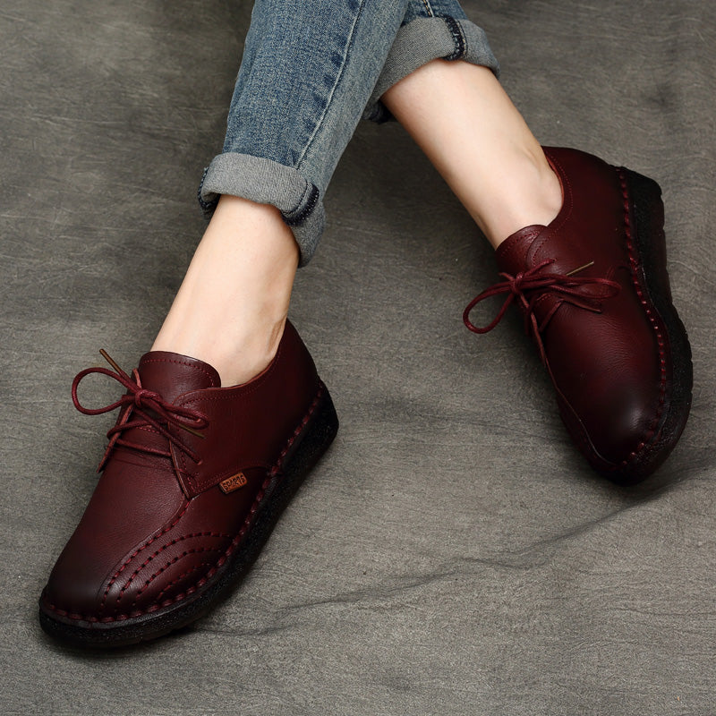 The Dunsborough Handmade Leather Lace-Up Flat by WentSchmick