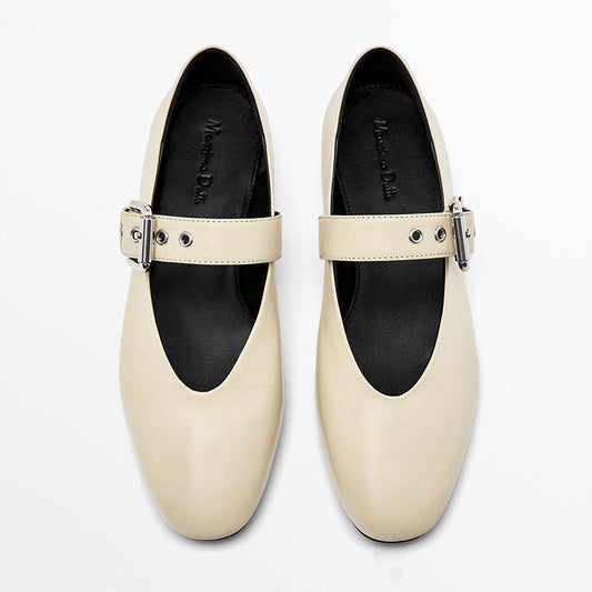 The Pearl Beach Leather Buckle Flat Shoe by WentSchmick