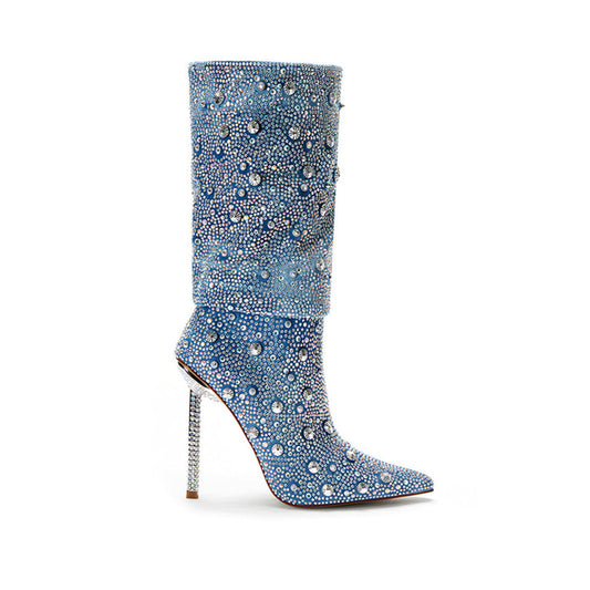 The Balmoral Pointed Denim Boots by WentSchmick