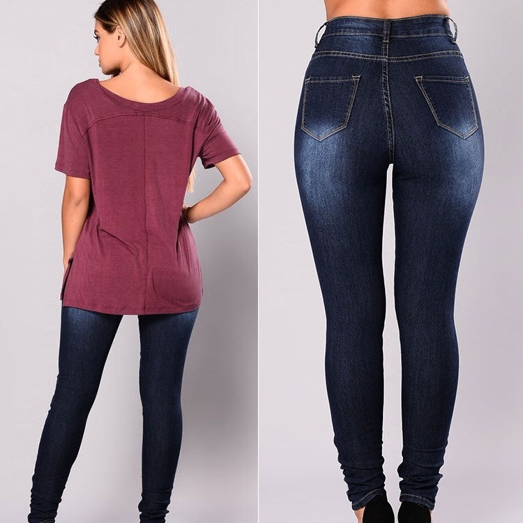 The Bulimba High-Waist Ripped Skinny Jeans by WentSchmick