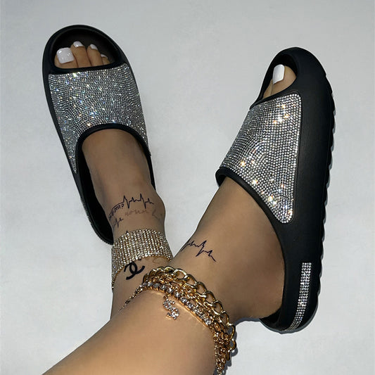 The Magnetic Island Rhinestone Peep-Toe Slides by WentSchmick