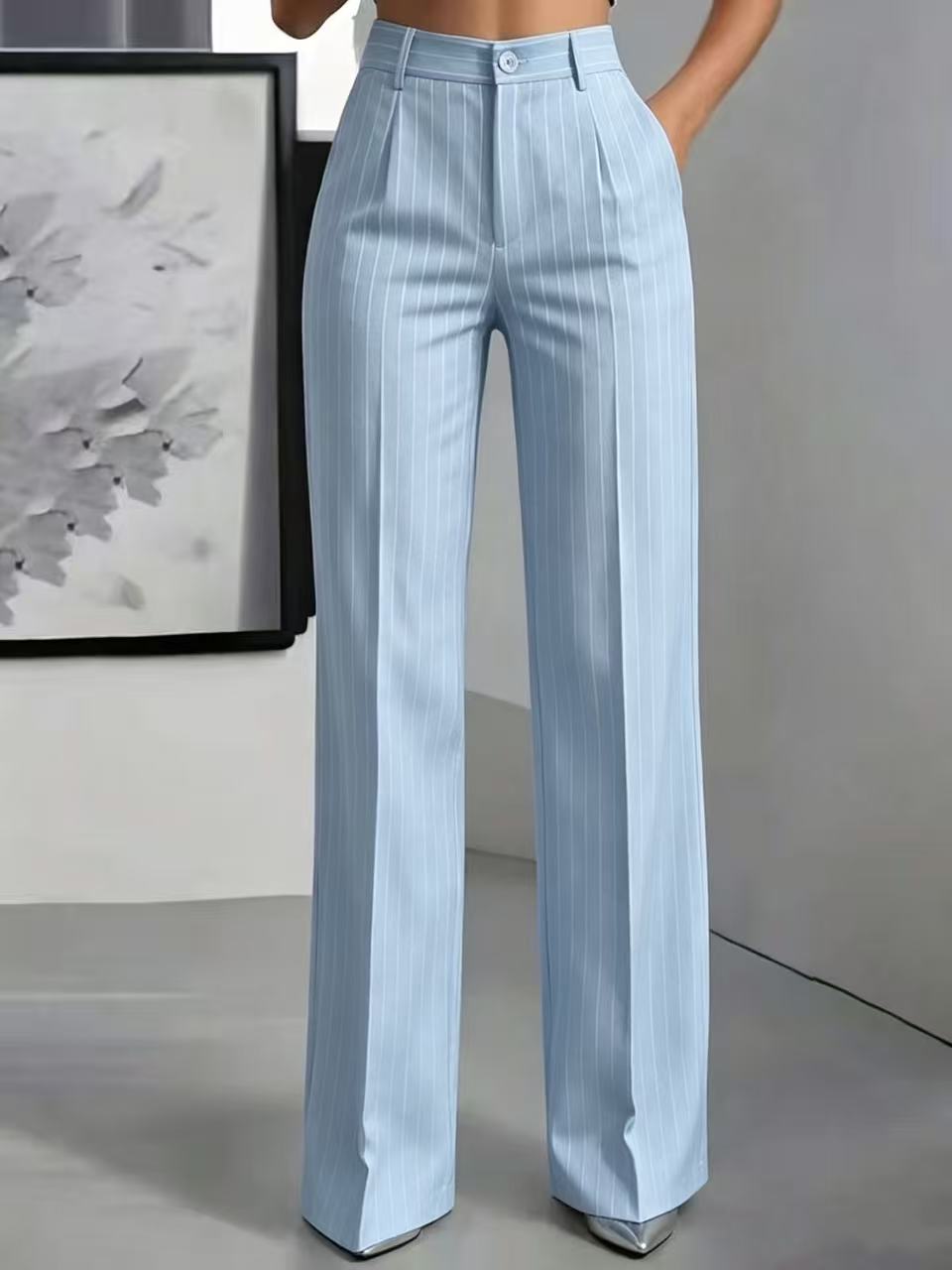 The Millers Point Pinstripe Wide-Leg Trousers by WentSchmick