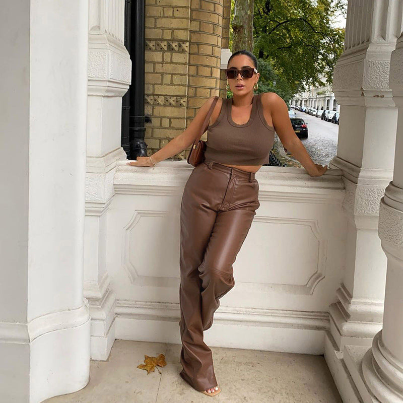 The Northbridge High-Waist PU Trousers by WentSchmick