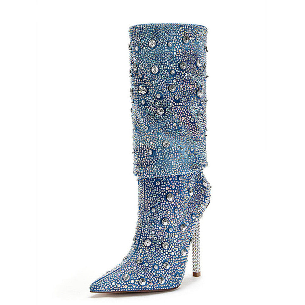 The Balmoral Pointed Denim Boots by WentSchmick