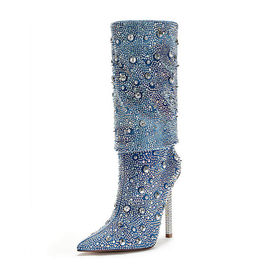 The Balmoral Pointed Denim Boots by WentSchmick