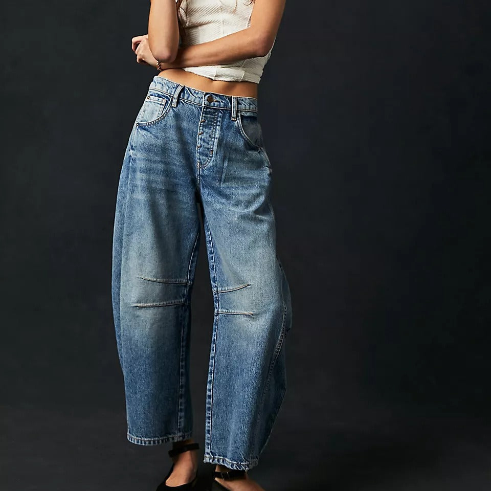 The Teneriffe Mid-Rise Barrel Jeans by WentSchmick
