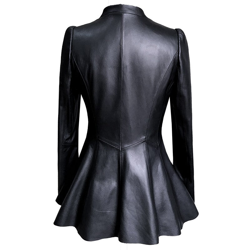 The Abbotsford Cropped V-Neck Leather Jacket by WentSchmick