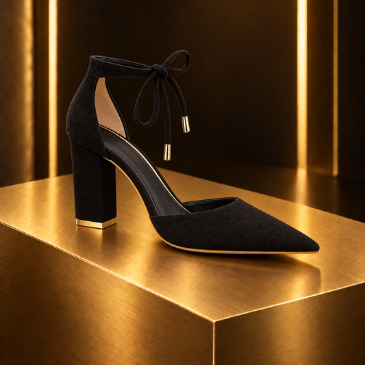 The Balmain | Suede Pointed Block Heel Sandal