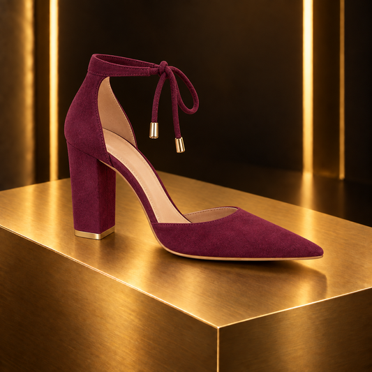 The Balmain | Suede Pointed Block Heel Sandal