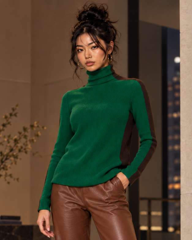 The Bellingen | Colour-Block Wool Turtleneck