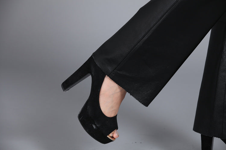 The Hamilton Bootcut Sheepskin Leather Trousers by WentSchmick