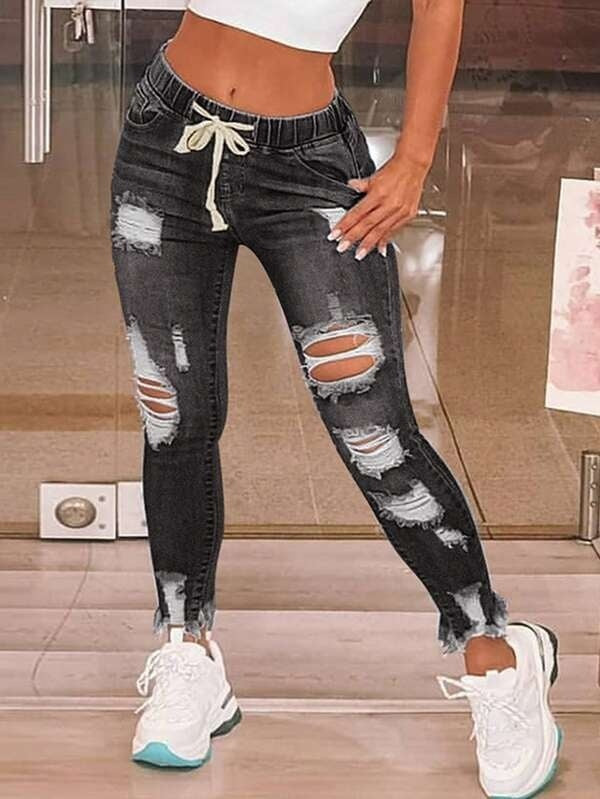 The Ultimo Stretch Ripped Cropped Jeans by WentSchmick
