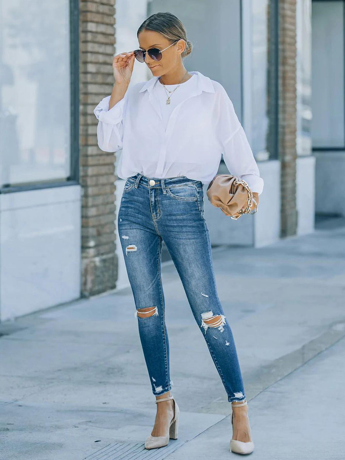 The Rosebery Plus-Size Ripped Skinny Jeans by WentSchmick