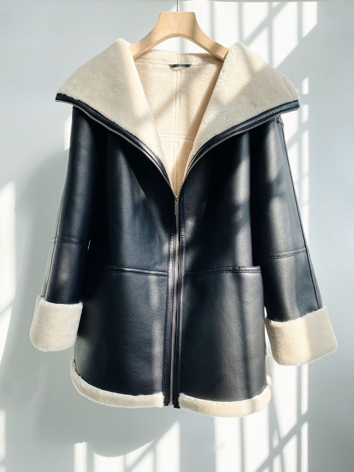 The Hunters Hill Faux Fur Collar Leather Coat by WentSchmick