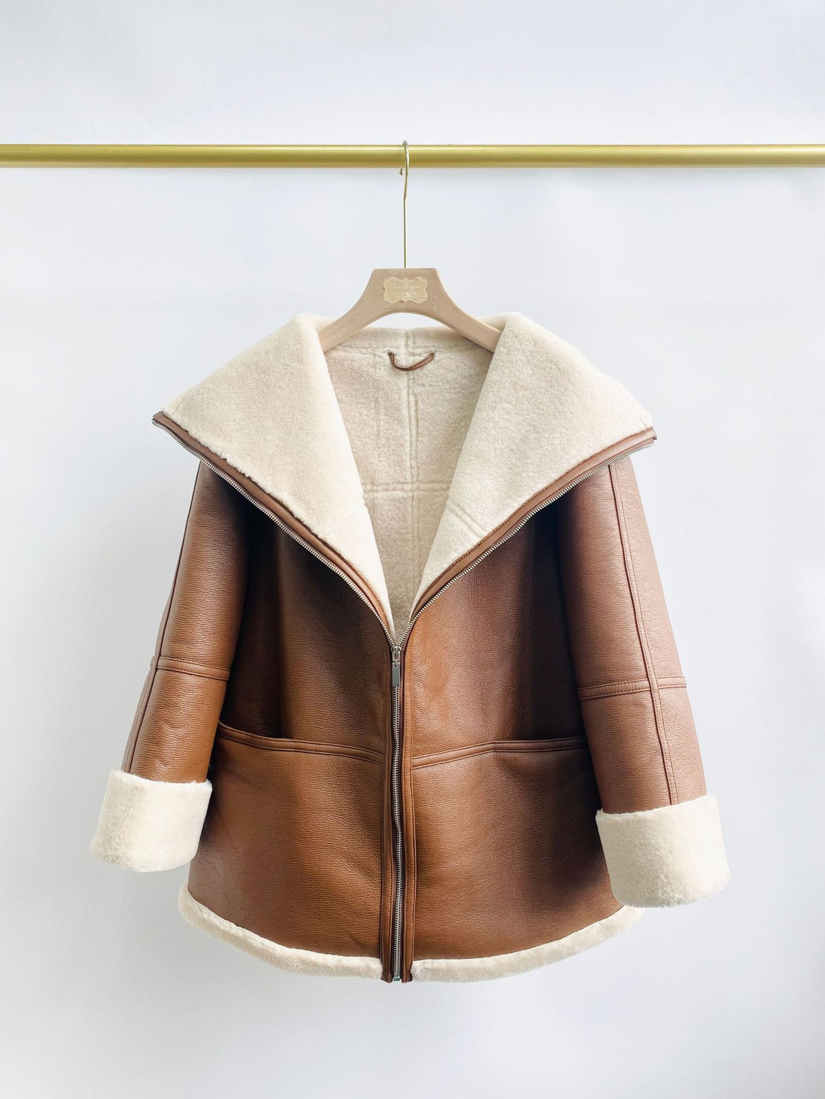 The Hunters Hill Faux Fur Collar Leather Coat by WentSchmick
