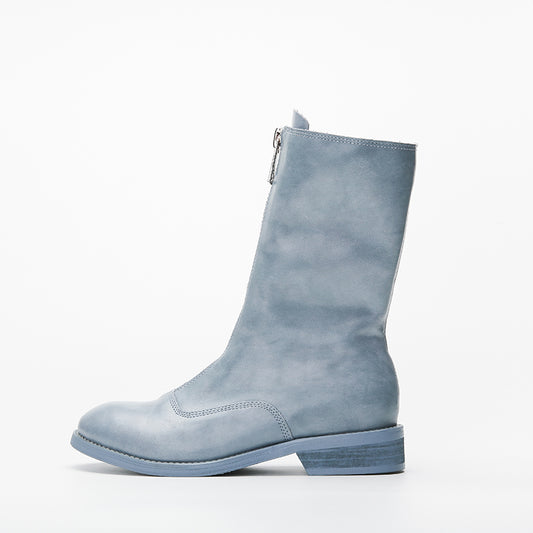 The Stirling Distressed Zip-Front Combat Boots by WentSchmick