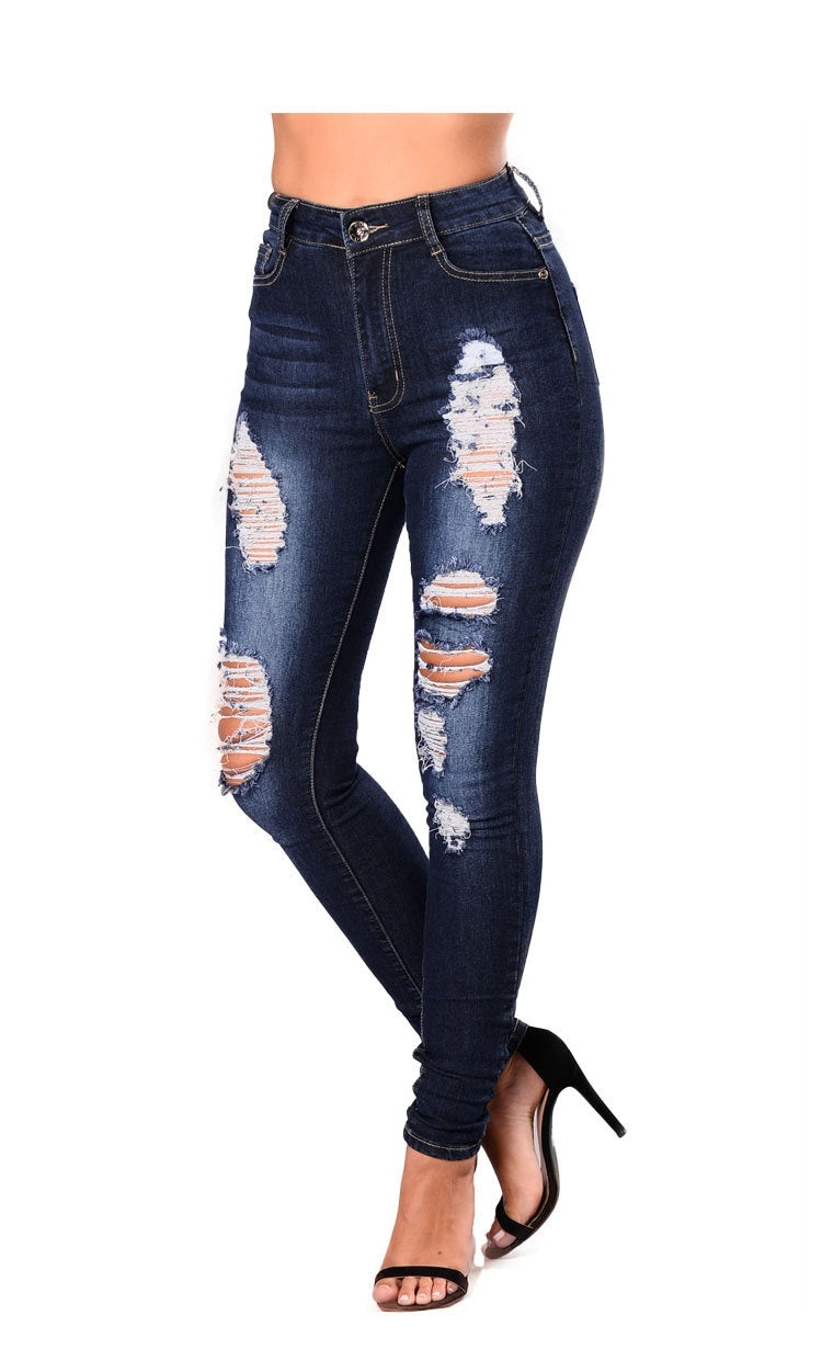 The Bulimba High-Waist Ripped Skinny Jeans by WentSchmick