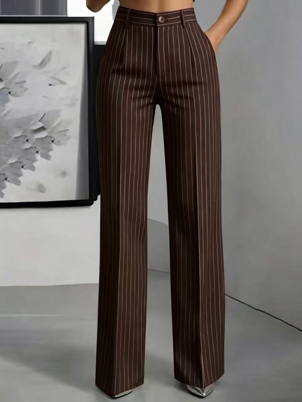 The Millers Point Pinstripe Wide-Leg Trousers by WentSchmick