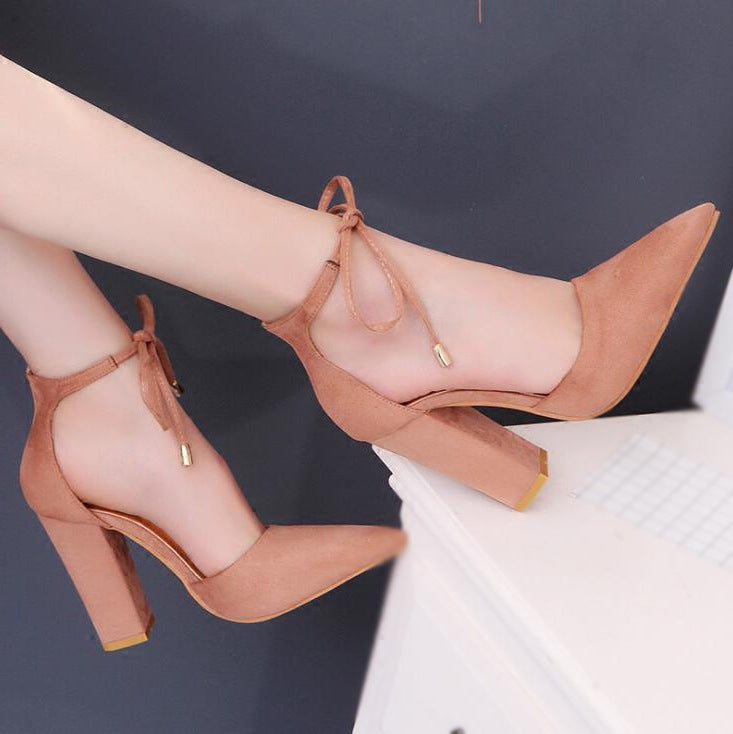 The Balmain Suede Pointed Block Heel Sandal by WentSchmick