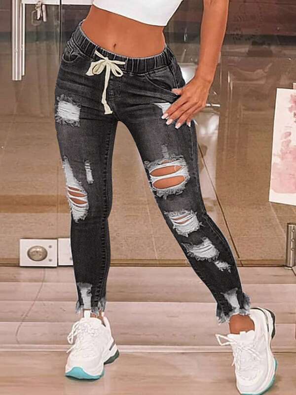 The Ultimo Stretch Ripped Cropped Jeans by WentSchmick