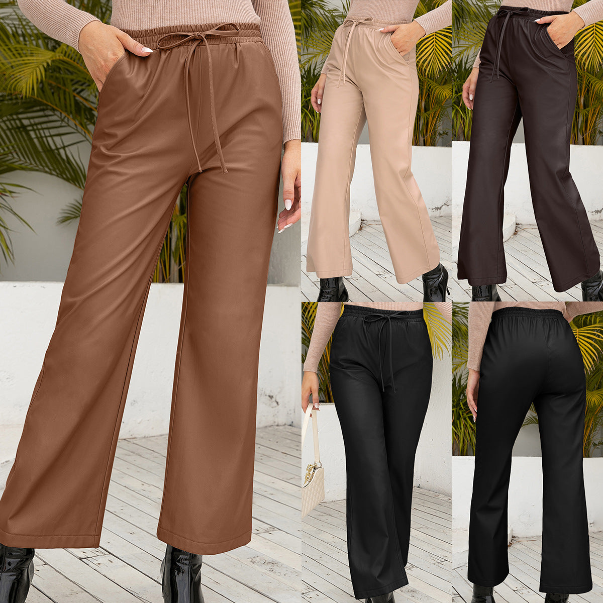 The Annandale Wide-Leg Faux Leather Trousers by WentSchmick
