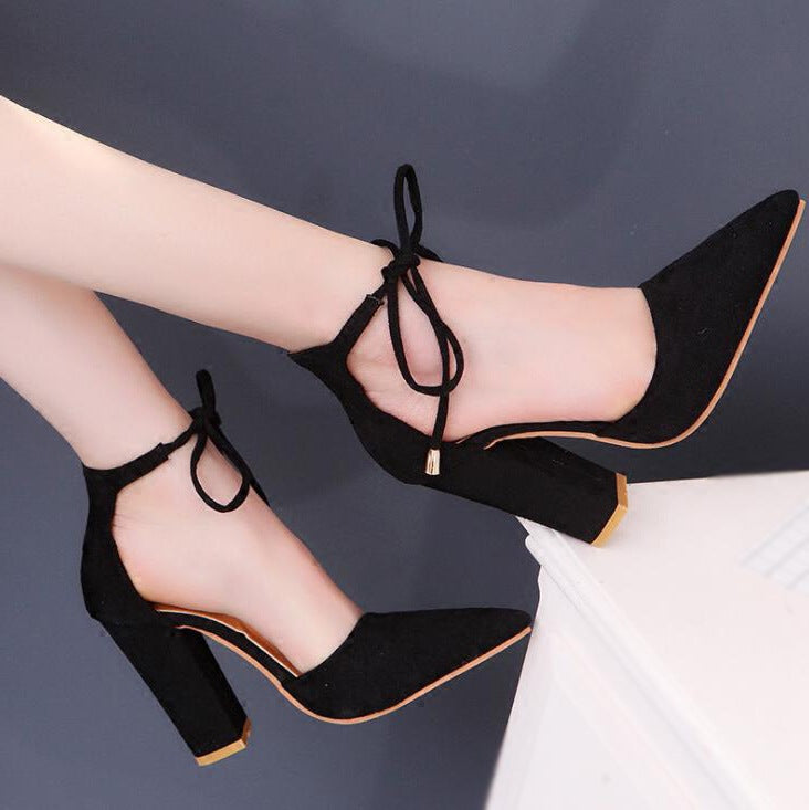 The Balmain Suede Pointed Block Heel Sandal by WentSchmick