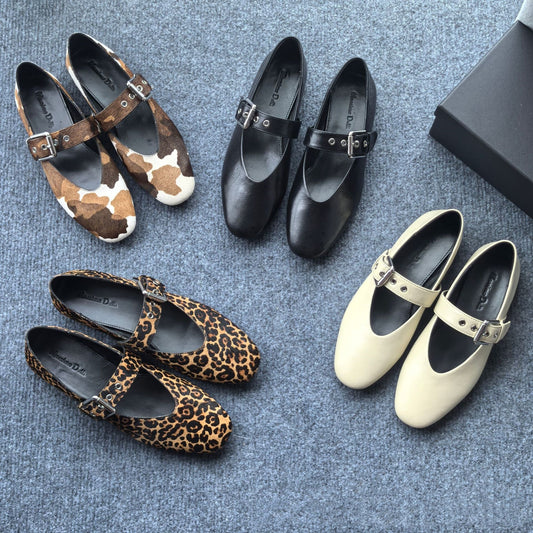 The Pearl Beach Leather Buckle Flat Shoe by WentSchmick