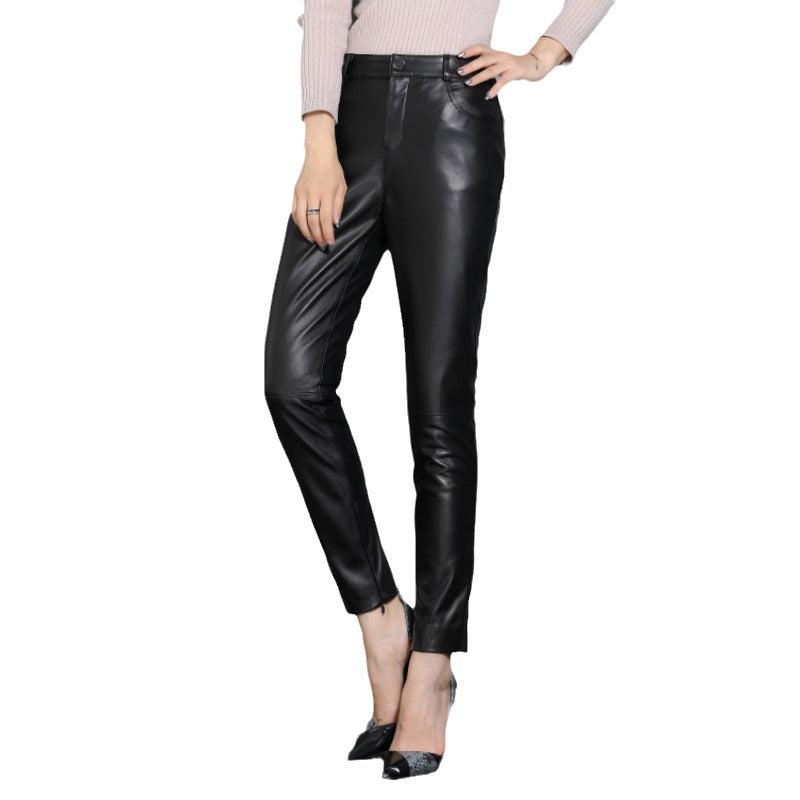 The Kew Sheepskin Leather Pencil Pants by WentSchmick