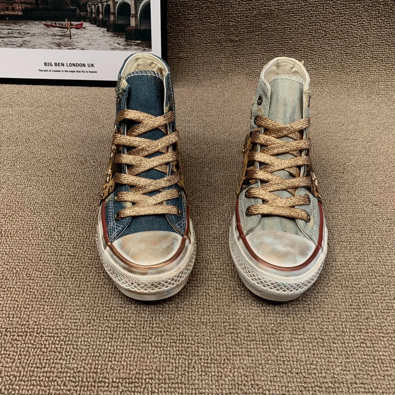 The Lilyfield Denim Rivet High-Top Sneakers by WentSchmick