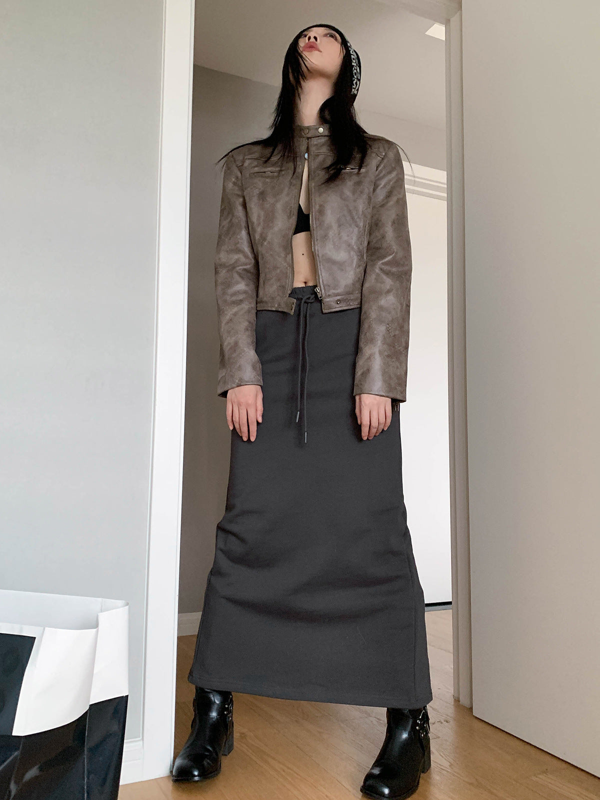 The Thirroul Short Suede Biker Jacket by WentSchmick