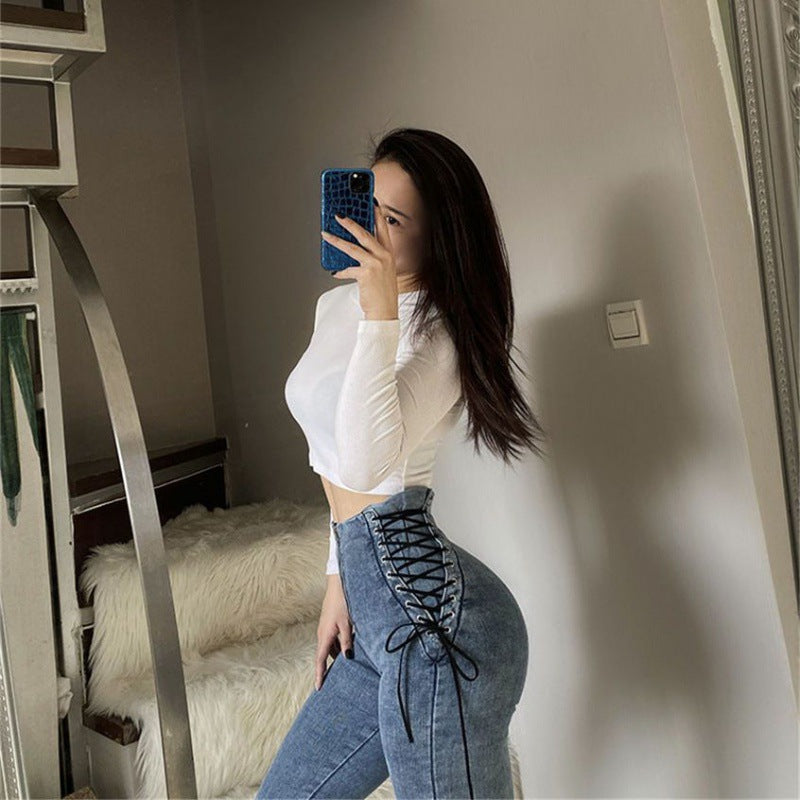 The Nightcliff Side Lace-Up High-Waist Jeans by WentSchmick