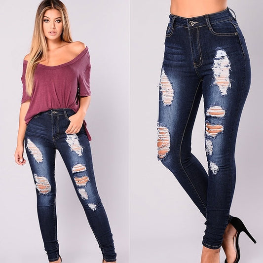 The Bulimba High-Waist Ripped Skinny Jeans by WentSchmick